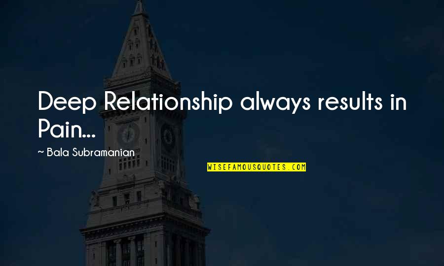Mayble Willis Quotes By Bala Subramanian: Deep Relationship always results in Pain... Mayble Willis Quotes By Bala Subramanian: Deep Relationship always results in Pain...