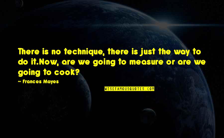 Mayes Quotes By Frances Mayes: There is no technique, there is just the