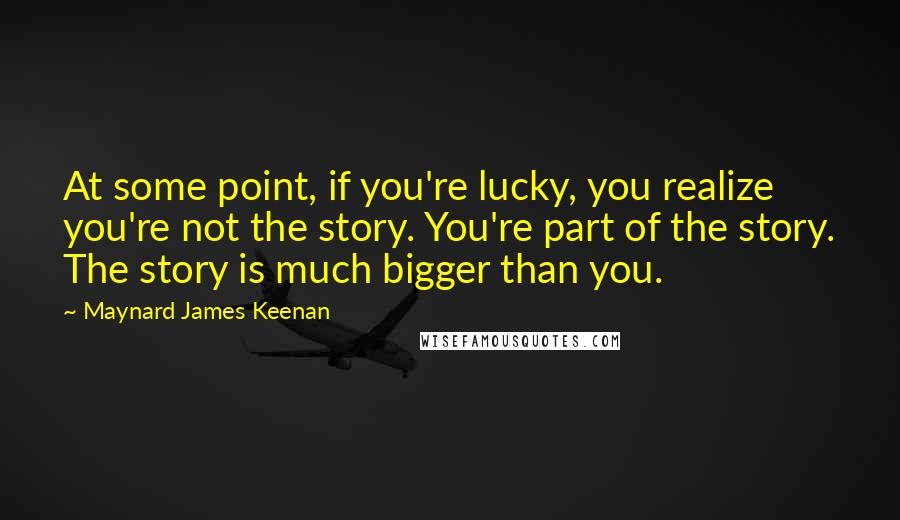 Maynard James Keenan quotes: At some point, if you're lucky, you realize you're not the story. You're part of the story. The story is much bigger than you.