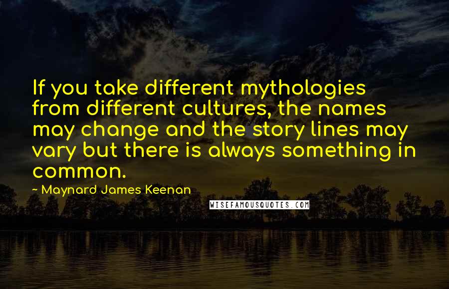 Maynard James Keenan quotes: If you take different mythologies from different cultures, the names may change and the story lines may vary but there is always something in common.