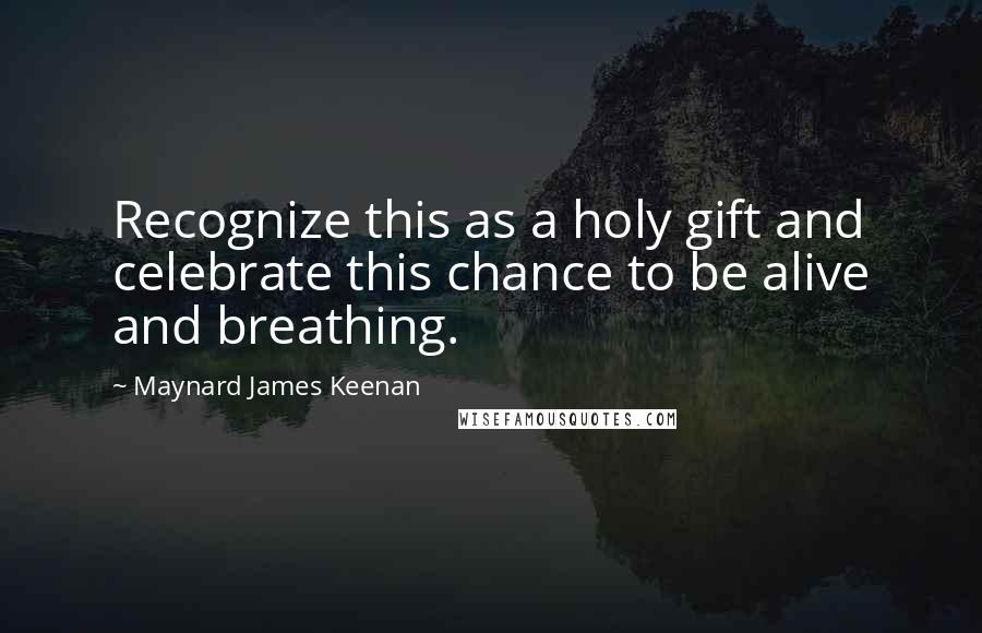 Maynard James Keenan quotes: Recognize this as a holy gift and celebrate this chance to be alive and breathing.