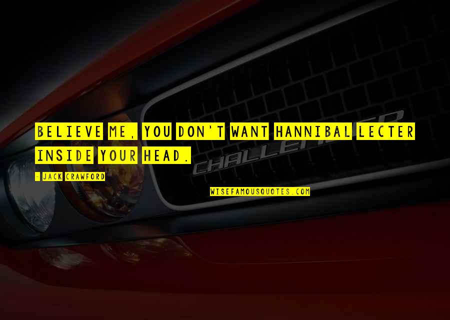 Mayou Many Defeats Quotes By Jack Crawford: Believe me, you don't want Hannibal Lecter inside Mayou Many Defeats Quotes By Jack Crawford: Believe me, you don't want Hannibal Lecter inside