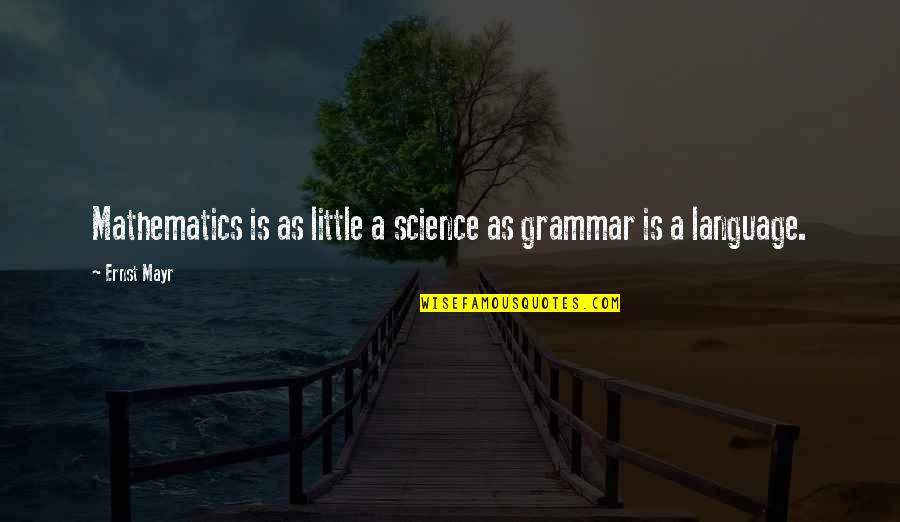 Mayr Quotes By Ernst Mayr: Mathematics is as little a science as grammar