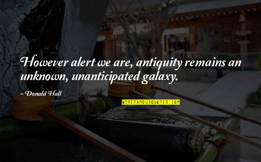 Mayreau Quotes By Donald Hall: However alert we are, antiquity remains an unknown,