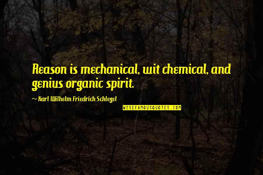 Maythavee Burapasing Quotes By Karl Wilhelm Friedrich Schlegel: Reason is mechanical, wit chemical, and genius organic