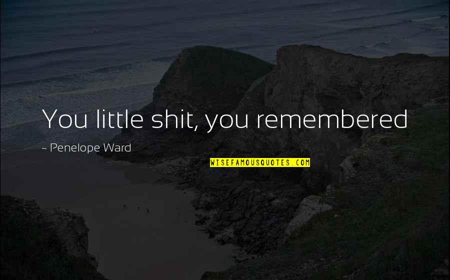 Mayuran Shanmuganathan Quotes By Penelope Ward: You little shit, you remembered Mayuran Shanmuganathan Quotes By Penelope Ward: You little shit, you remembered