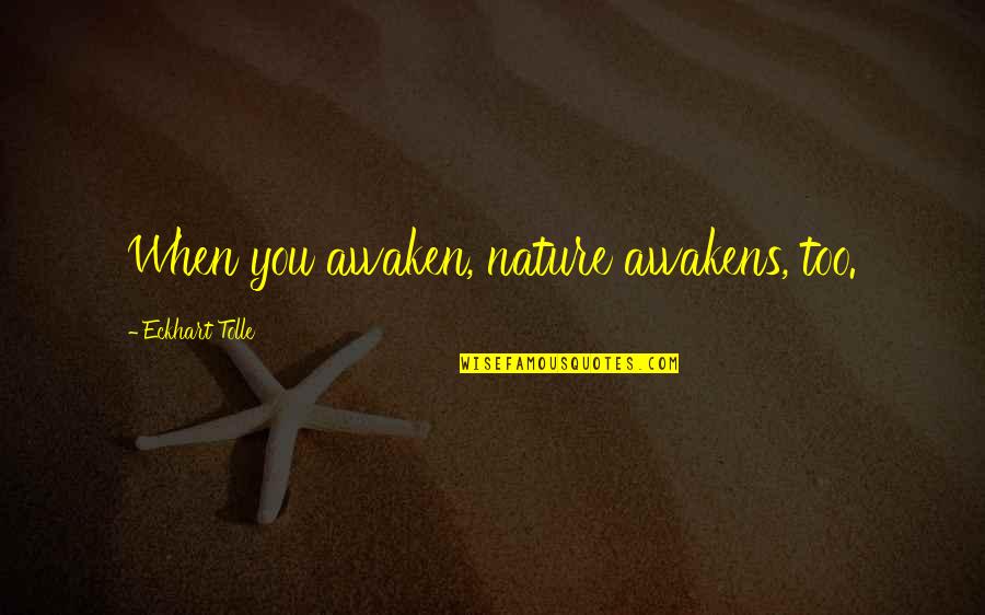 Mayuscula In Spanish Quotes By Eckhart Tolle: When you awaken, nature awakens, too.