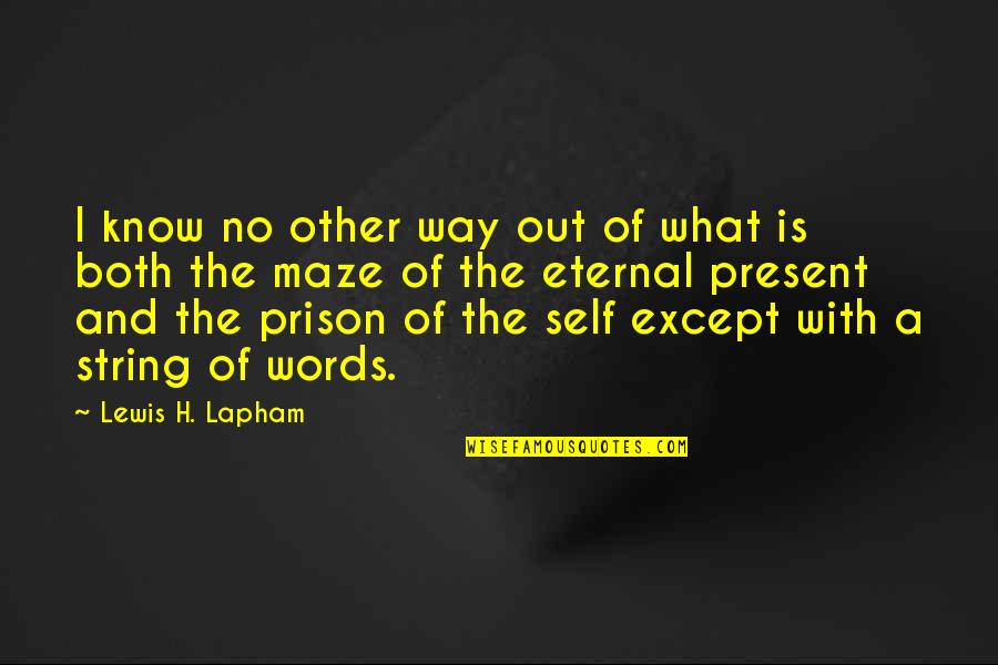 Maze Quotes By Lewis H. Lapham: I know no other way out of what