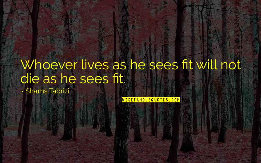 Mazzuca Construction Quotes By Shams Tabrizi: Whoever lives as he sees fit will not Mazzuca Construction Quotes By Shams Tabrizi: Whoever lives as he sees fit will not
