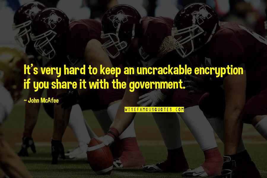 Mcafee Quotes By John McAfee: It's very hard to keep an uncrackable encryption