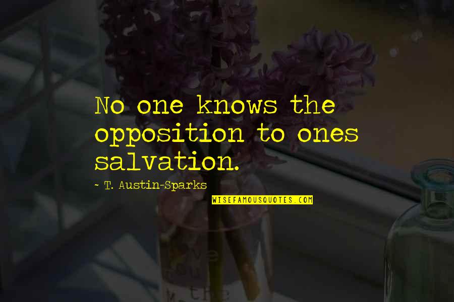 Mcarthur Quotes By T. Austin-Sparks: No one knows the opposition to ones salvation.