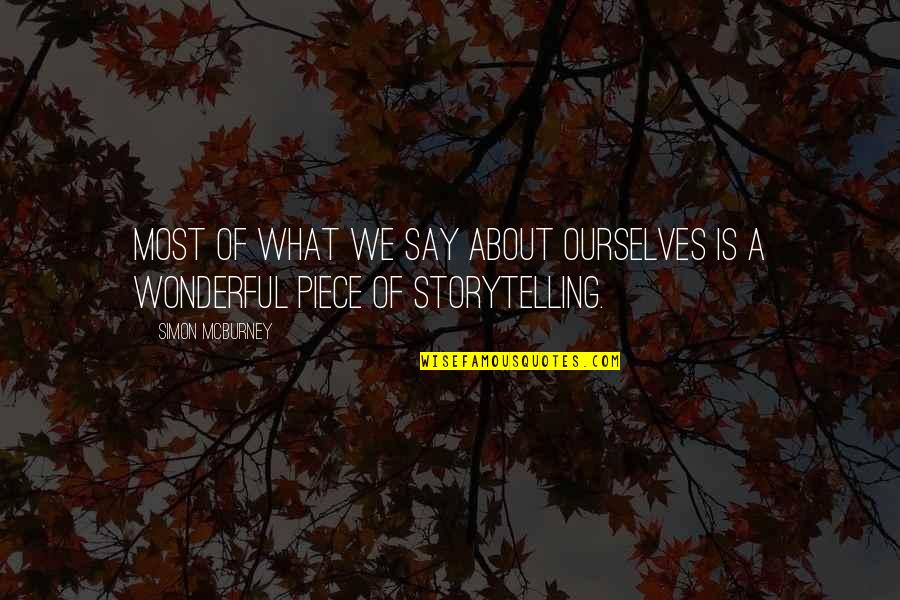 Mcburney Quotes By Simon McBurney: Most of what we say about ourselves is