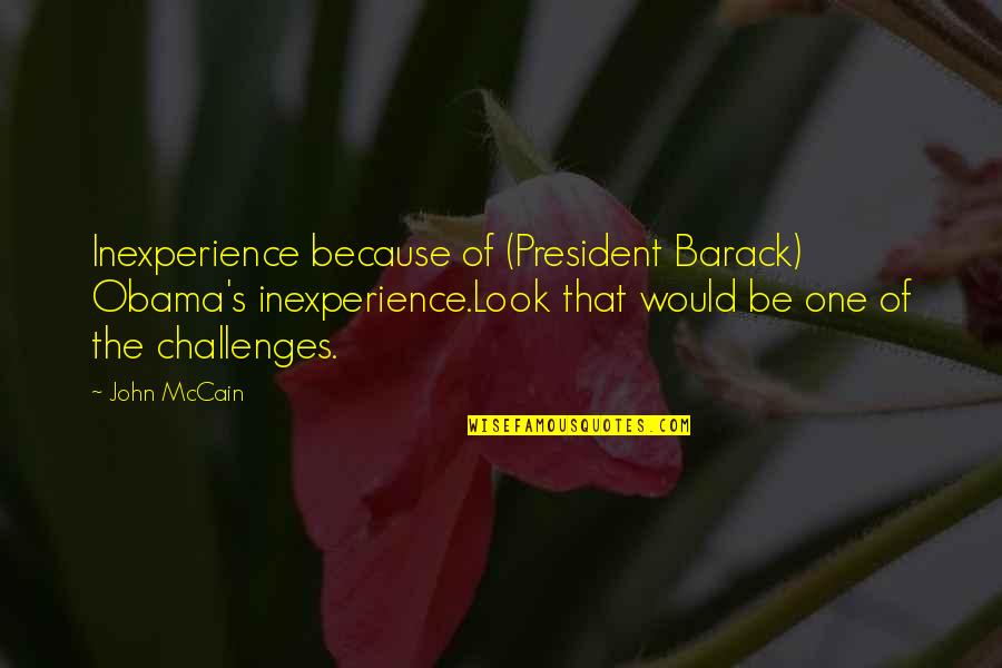 Mccain's Quotes By John McCain: Inexperience because of (President Barack) Obama's inexperience.Look that Mccain's Quotes By John McCain: Inexperience because of (President Barack) Obama's inexperience.Look that