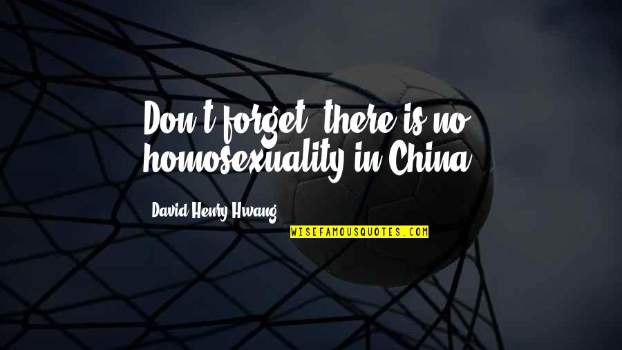 Mccaleb Homes Quotes By David Henry Hwang: Don't forget: there is no homosexuality in China!