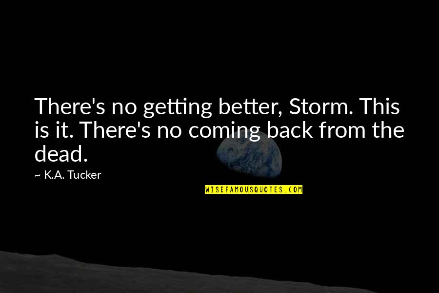 Mccaughrean Nj Quotes By K.A. Tucker: There's no getting better, Storm. This is it.