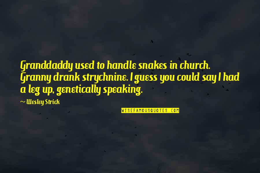 Mcchesney Motors Quotes By Wesley Strick: Granddaddy used to handle snakes in church. Granny Mcchesney Motors Quotes By Wesley Strick: Granddaddy used to handle snakes in church. Granny