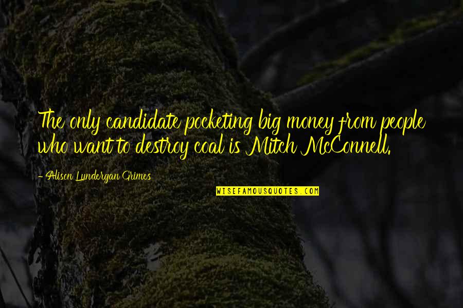 Mcconnell Quotes By Alison Lundergan Grimes: The only candidate pocketing big money from people