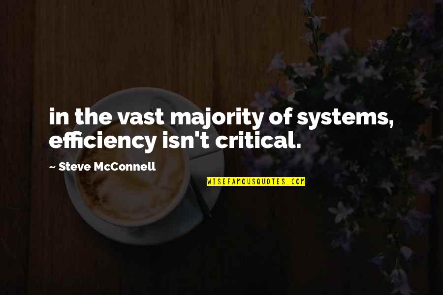 Mcconnell's Quotes By Steve McConnell: in the vast majority of systems, efficiency isn't Mcconnell's Quotes By Steve McConnell: in the vast majority of systems, efficiency isn't