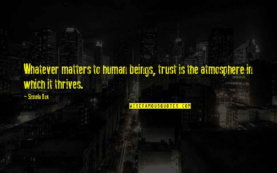 Mccourts Music Berkley Quotes By Sissela Bok: Whatever matters to human beings, trust is the