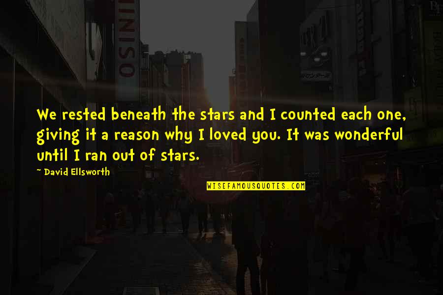 Mcdanel Land Quotes By David Ellsworth: We rested beneath the stars and I counted