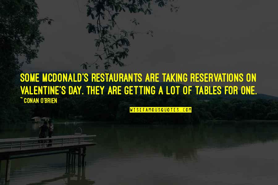 Mcdonalds's Quotes By Conan O'Brien: Some McDonald's restaurants are taking reservations on Valentine's