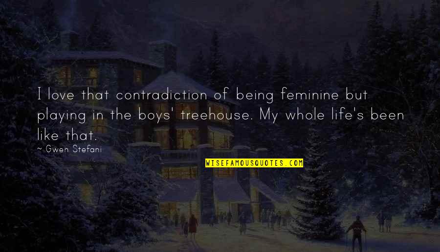 Mcdunnough Inc Quotes By Gwen Stefani: I love that contradiction of being feminine but Mcdunnough Inc Quotes By Gwen Stefani: I love that contradiction of being feminine but