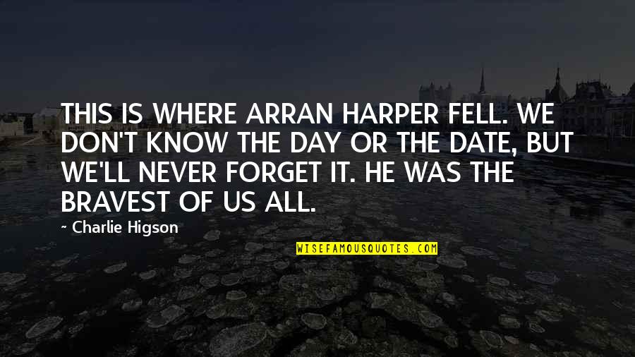 Mcfarland's Quotes By Charlie Higson: THIS IS WHERE ARRAN HARPER FELL. WE DON'T