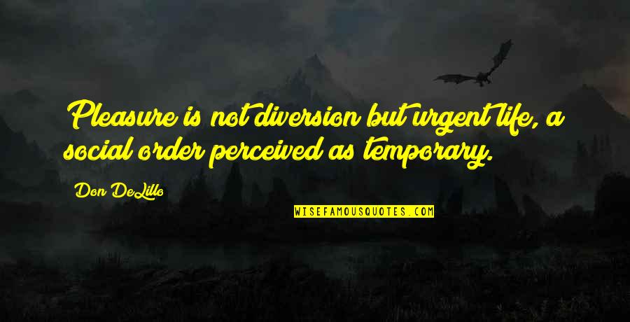Mcfeeley Strong Quotes By Don DeLillo: Pleasure is not diversion but urgent life, a