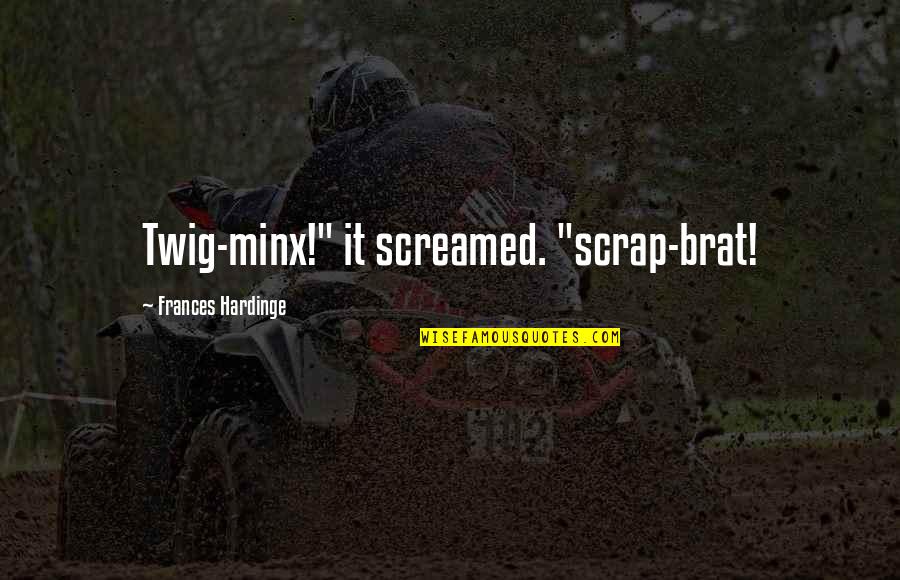 Mcgale Ladders Quotes By Frances Hardinge: Twig-minx!" it screamed. "scrap-brat! Mcgale Ladders Quotes By Frances Hardinge: Twig-minx!" it screamed. "scrap-brat!