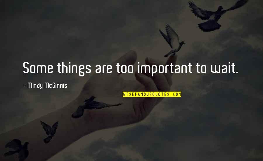 Mcginnis Quotes By Mindy McGinnis: Some things are too important to wait. Mcginnis Quotes By Mindy McGinnis: Some things are too important to wait.