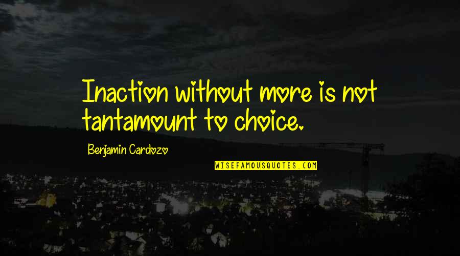 Mcgolrick Park Quotes By Benjamin Cardozo: Inaction without more is not tantamount to choice.
