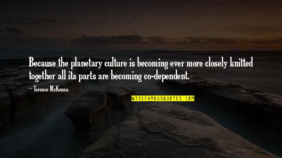 Mckenna Terence Quotes By Terence McKenna: Because the planetary culture is becoming ever more Mckenna Terence Quotes By Terence McKenna: Because the planetary culture is becoming ever more
