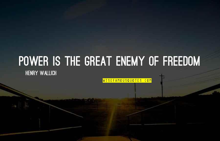 Mckillop Law Quotes By Henry Wallich: Power is the great enemy of freedom