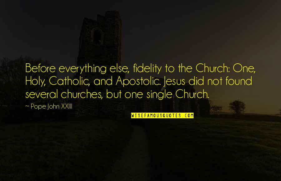 Mcmanaman Park Quotes By Pope John XXIII: Before everything else, fidelity to the Church: One,