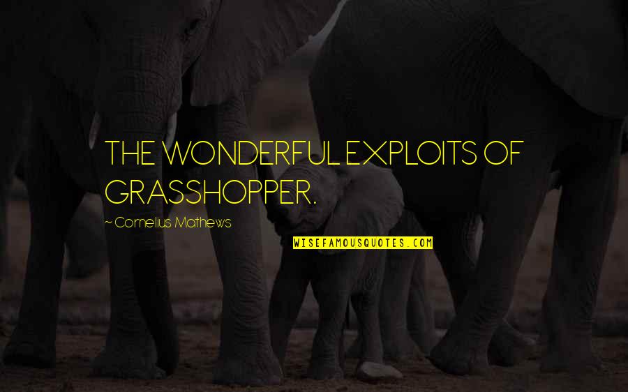 Mcmicken College Quotes By Cornelius Mathews: THE WONDERFUL EXPLOITS OF GRASSHOPPER. Mcmicken College Quotes By Cornelius Mathews: THE WONDERFUL EXPLOITS OF GRASSHOPPER.