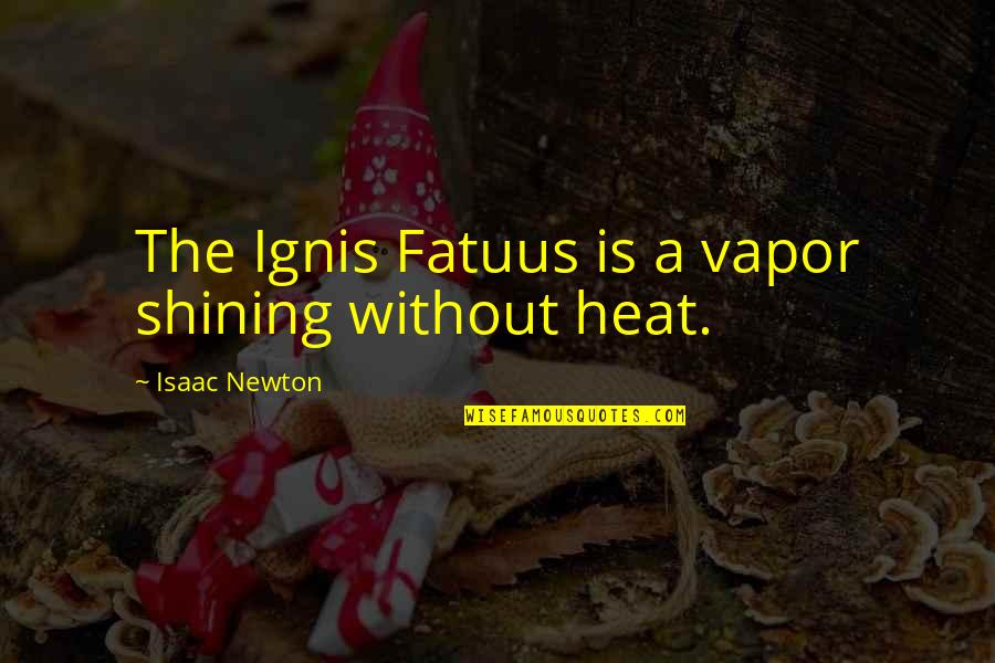 Mcnasty's Quotes By Isaac Newton: The Ignis Fatuus is a vapor shining without Mcnasty's Quotes By Isaac Newton: The Ignis Fatuus is a vapor shining without
