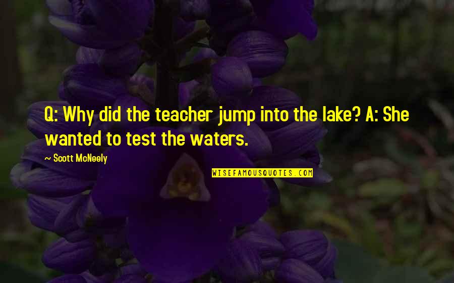 Mcneely Lake Quotes By Scott McNeely: Q: Why did the teacher jump into the