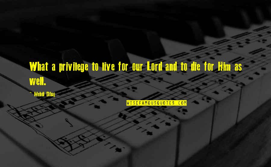 Mcnicholas Family Chiropractic Quotes By Mehdi Dibaj: What a privilege to live for our Lord