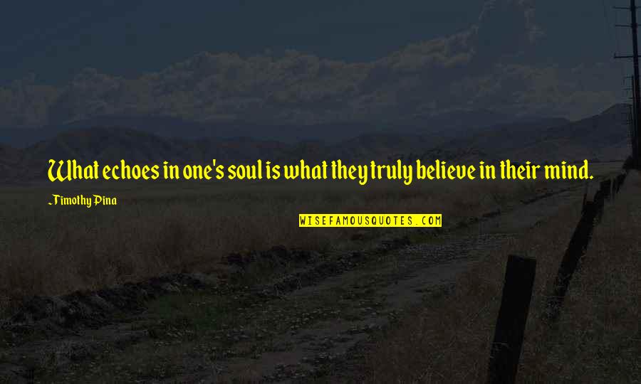 Mcnider J Quotes By Timothy Pina: What echoes in one's soul is what they