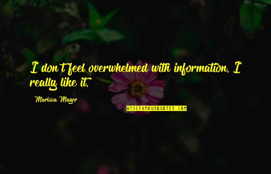 Mcquesten Lumber Quotes By Marissa Mayer: I don't feel overwhelmed with information. I really Mcquesten Lumber Quotes By Marissa Mayer: I don't feel overwhelmed with information. I really