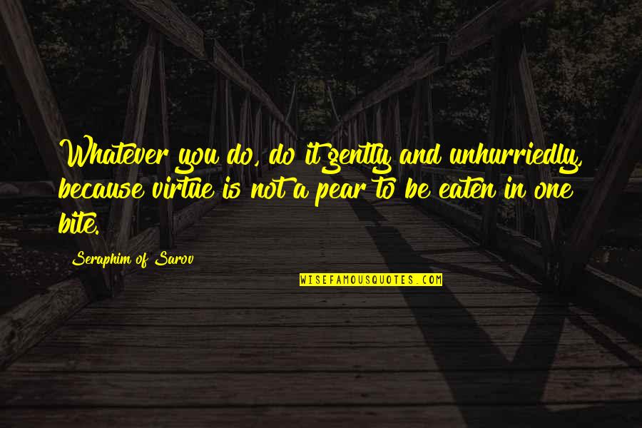 Mcvicar Quotes By Seraphim Of Sarov: Whatever you do, do it gently and unhurriedly,