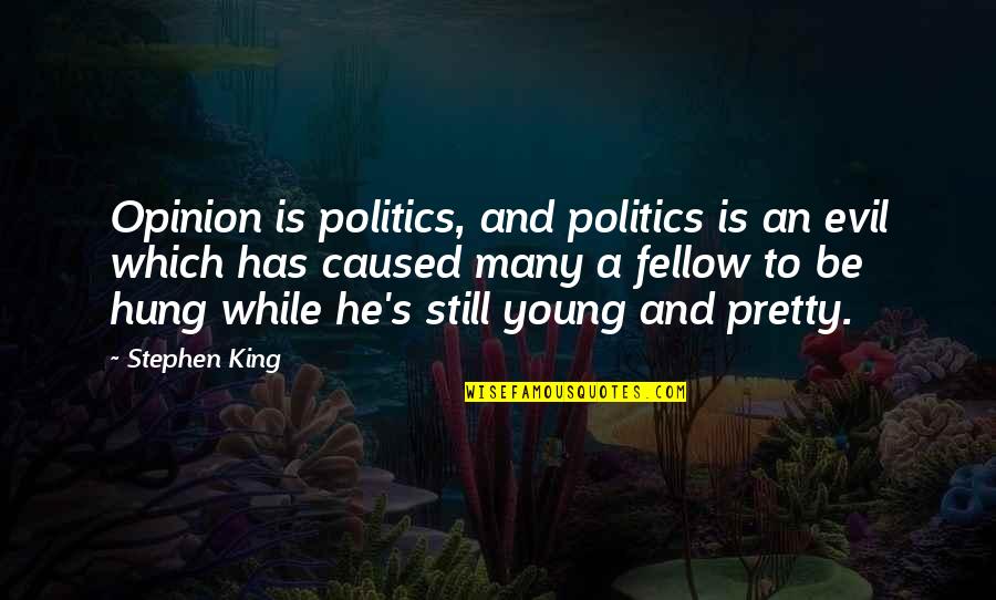 Mdgsw Quotes By Stephen King: Opinion is politics, and politics is an evil Mdgsw Quotes By Stephen King: Opinion is politics, and politics is an evil