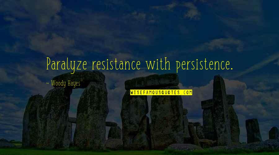 Mdogo Mdogo Quotes By Woody Hayes: Paralyze resistance with persistence.
