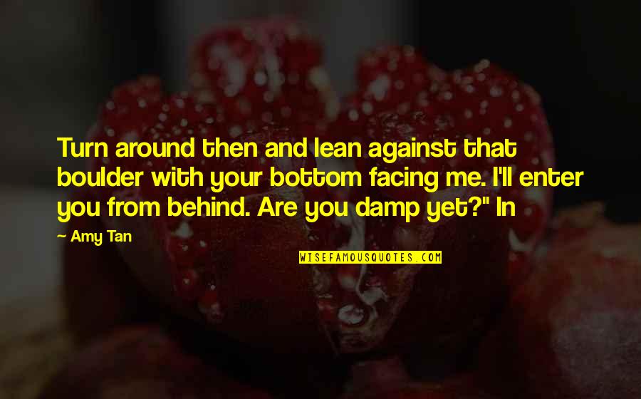 Me Against You Quotes By Amy Tan: Turn around then and lean against that boulder