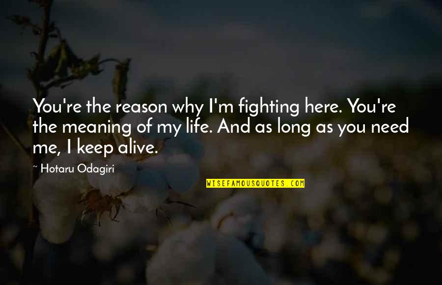 Me And My Life Quotes By Hotaru Odagiri: You're the reason why I'm fighting here. You're Me And My Life Quotes By Hotaru Odagiri: You're the reason why I'm fighting here. You're
