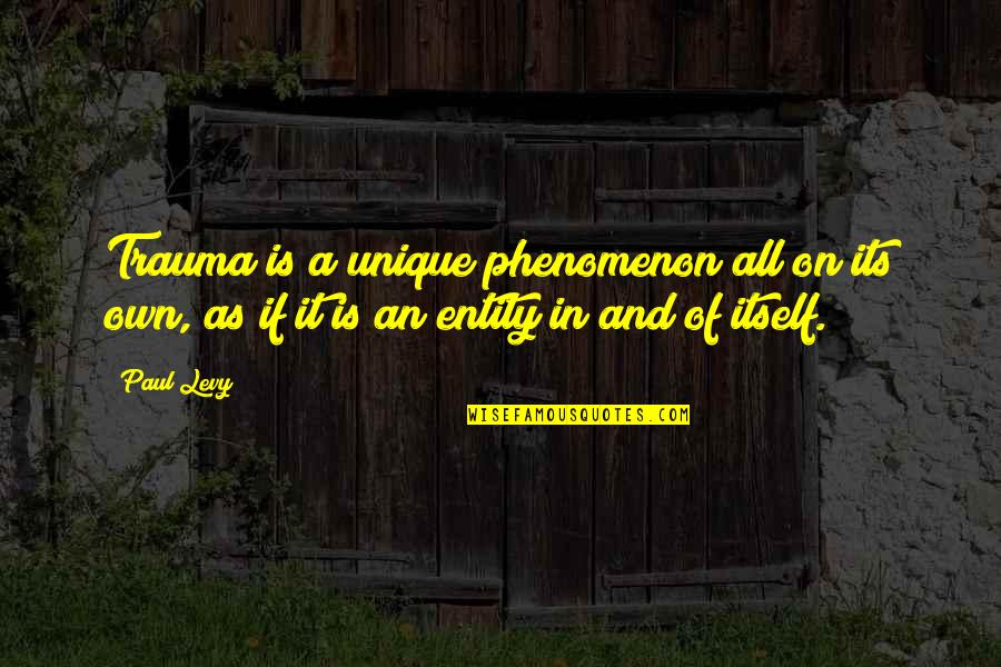 Me For Instagram Quotes By Paul Levy: Trauma is a unique phenomenon all on its