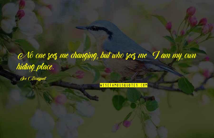 Me Thats Hiding Quotes By Joe Bousquet: No one sees me changing, but who sees