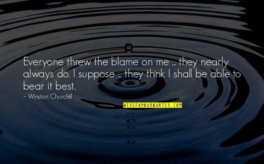 Me To You Bear Quotes By Winston Churchill: Everyone threw the blame on me ... they