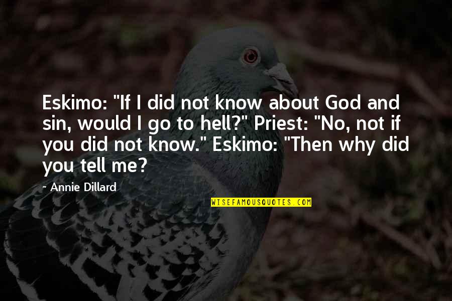 Me You And God Quotes By Annie Dillard: Eskimo: "If I did not know about God Me You And God Quotes By Annie Dillard: Eskimo: "If I did not know about God