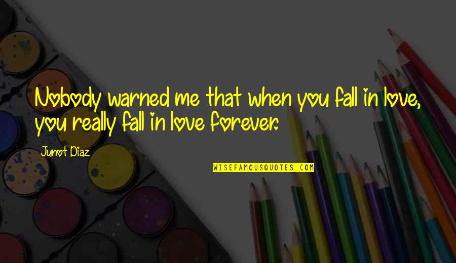 Me & You Forever Quotes By Junot Diaz: Nobody warned me that when you fall in